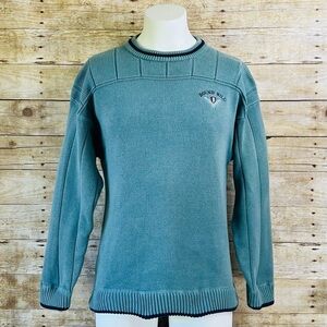 Gear For Sports Round Hill Mens Teal Blue Knit Crew Neck Sweater Large Vintage